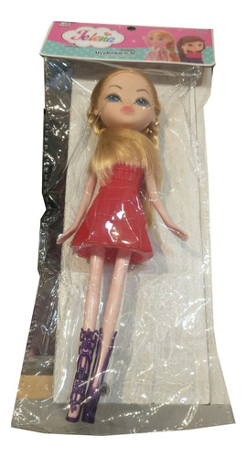 Muñeca Jelena Figura Vestido Rojo Rubia 