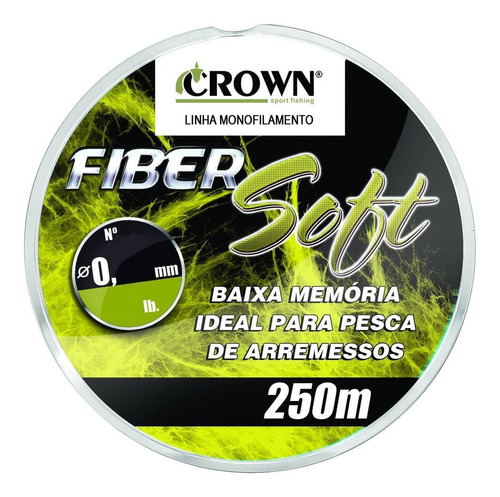Linha Mono. Crown Fiber Soft Amarelo 0,37mm 27lbs - 250m