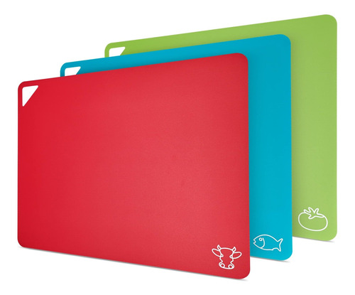 Set Of 3 Plastic Cutting Boards For Kitchen - 15x12 Non-slip