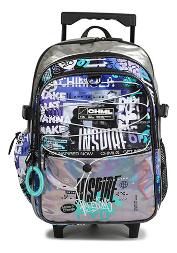 Mochila 17 Con Carro Escolar Holo Art Life Chimola - Tr85 