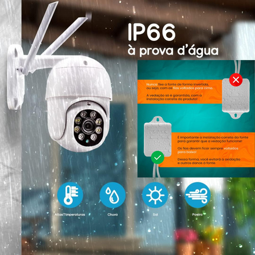 Câmera Segurança Wi-fi 360° Visão Noturna Ip66 Hd 1080p Branco