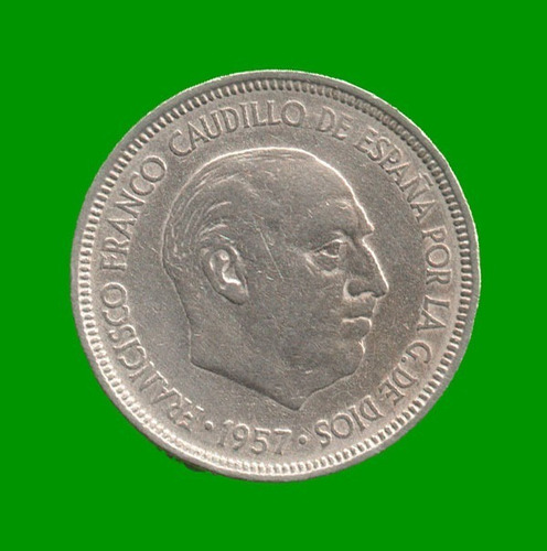 Moneda De España 5 Pesetas, Año 1957, Estado Usada.-