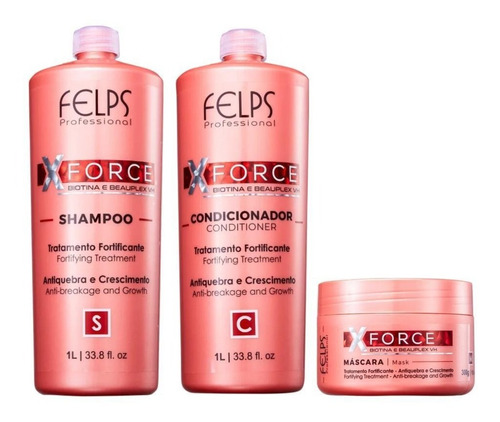 Felps Xforce Shampoo + Condicionador 2x1l + Máscara 300g