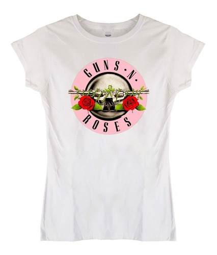 Polera Mujer Guns N Roses Logo Clasico Rosa Rock Abominatron