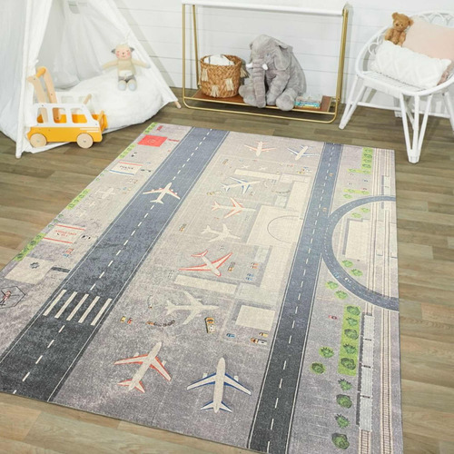 Alfombra Carpeta Aeropuerto Aviones 140x200 Kreatex