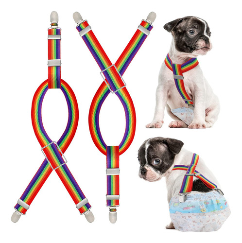 2 Tirantes Para Pañales Para Perros, Color Arcoíris, Arnés A