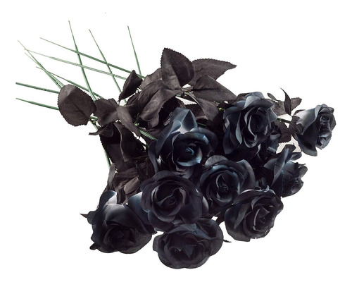 Yebazy 10 Unidades De Rosas Artificiales De Seda Negras, Ram