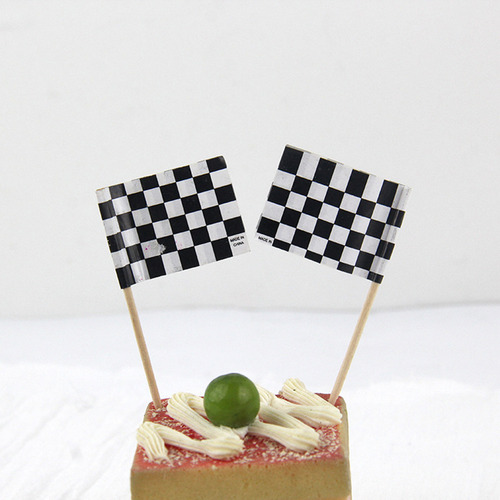 Decoración De Tartas Con Banderas De Carreras A Cuadros, 24