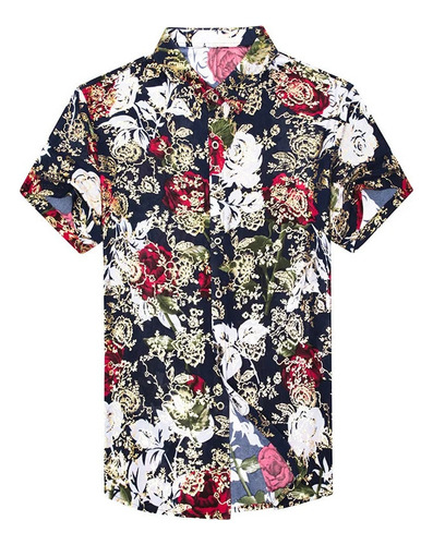 Camisa De Manga Corta De Moda Con Estampado De Flores Brilla
