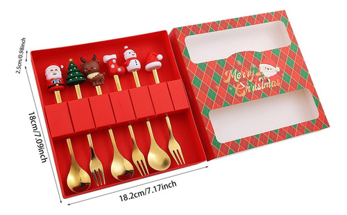 Juego De Cucharas Y Tenedores Navideños, 6 Piezas
