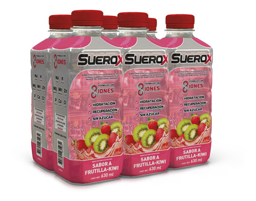 Pack Suerox 06 Bebidas Hidratantes Frutilla Kiwi 630ml C/u