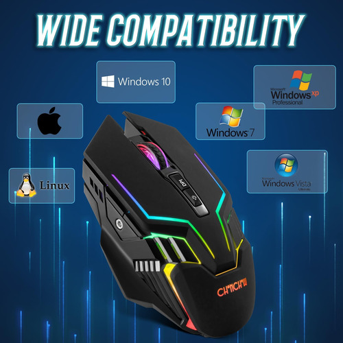 Mouse De Juego Inalámbrico De Choncho Para Pc, Retroiluminac