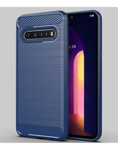 LG V60 Thinq Funda Resistente Diseño Brush Navy