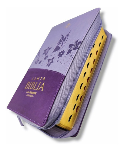 Imagen 2 de 9 de Biblia Rvr60 Letra Gigante 14pt Lila Mariposa Cierre Indices