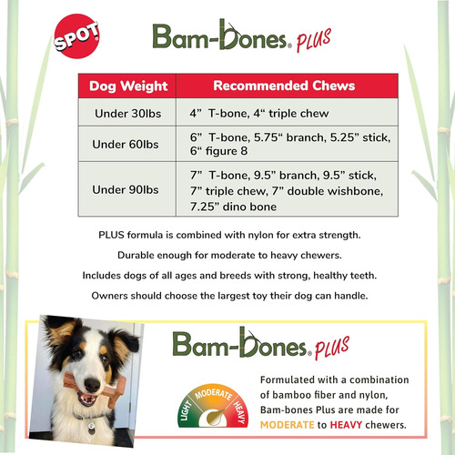 Spot Bam-bones Plus T Bone - Bamboo Fiber & Nylon, Durabl...
