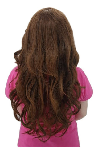 Peruca Lace Wig Cacheada Castanho Chocolate Fibra Japonesa