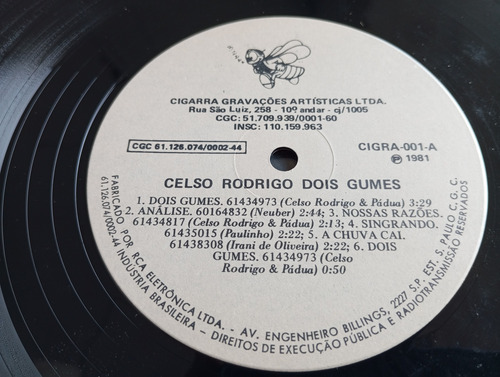 Disco Vinil Celso Rodrigo Dois Gumes 1981 Raro C/encarte (Usado)