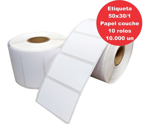Imagem 3 de 4 de Etiqueta 50x30/ 1 Coluna Papel Couche 10 Rolos