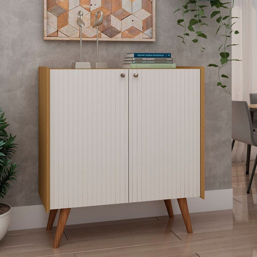 Balcão Buffet 100% Mdf 2 Portas Pés Em Madeira Maciça Wt