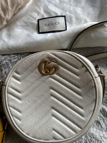 Bolso Gucci Marmont Redondo Color Blanco De Piel