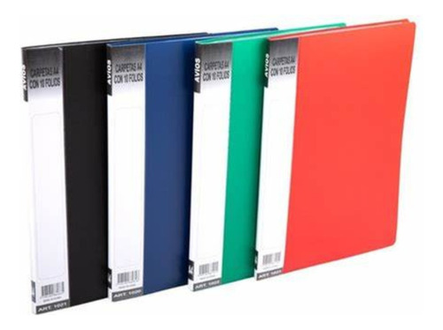 Carpeta Con Folios A4 Con 40  Folios Pvc Plasticas Colores