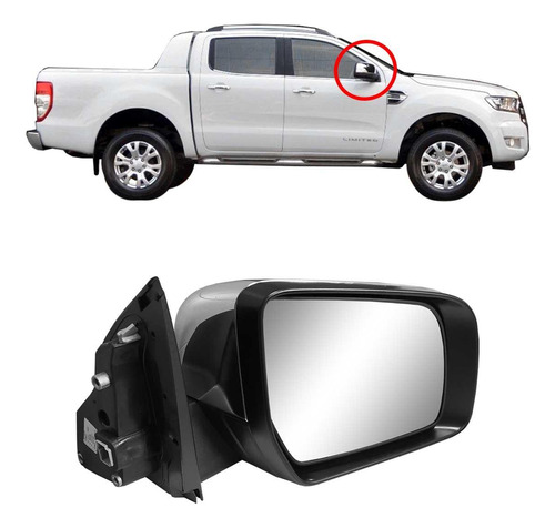 Retrovisor Direito Ford Ranger 13 A 17 Capa Cromo Metagal