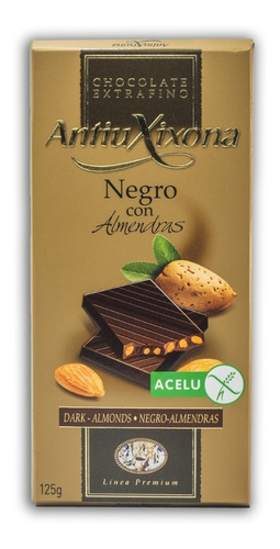 Chocolate Antiu Xixona Negro Con Almendras Sin Gluten Acelu