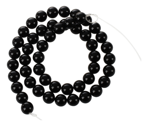 4 Perlas Semipreciosas Sueltas De Ónix Negro Redondas De 8 M