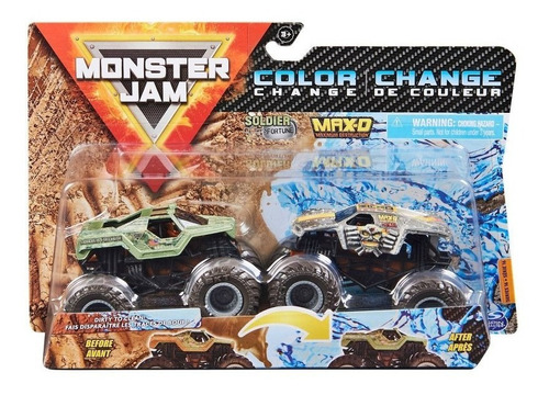 Monster Jam Vehículo Metálico 2 Pack Max D Y Soldier Fortune