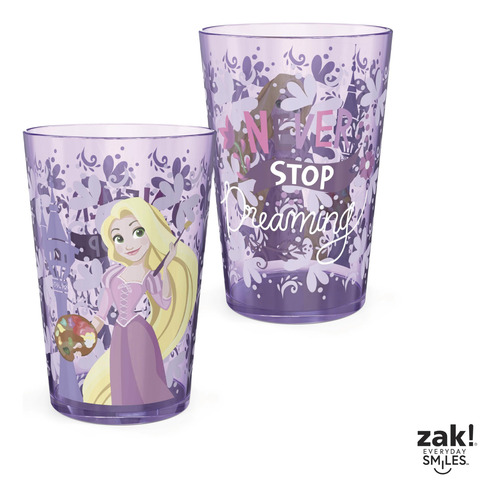 Set De Vasos Zak Designs Disney Princess, 430 Ml, Para Niños