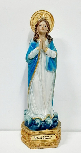 Estatua De La Virgen Stella Maris - 15 Cm - Resina Poliéster