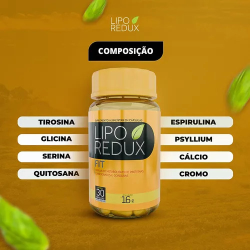Lipo Redux Fit 30 Cps+garrafinha De Brinde Sem Sabor