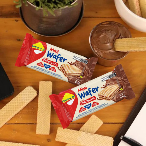 Mini Wafer De Chocolate Diet Lowçucar 22g Caixa Com 20 Unid.