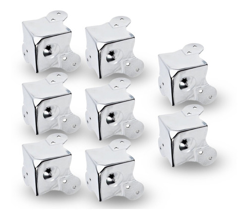 Set 8 Esquineros Cubo Grande Cromado Flycase Mod. Cg3209