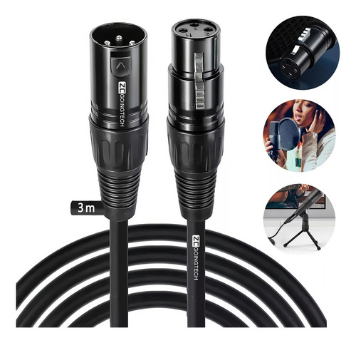 3m Cable Para Microfono,cable Xlr Balanceado Dual Shielded