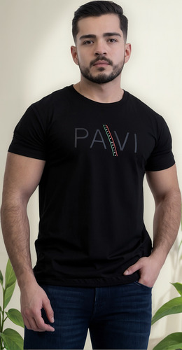 Pavi Italy Playera Negra Para Hombre Diseñ Discreto 04-5062n
