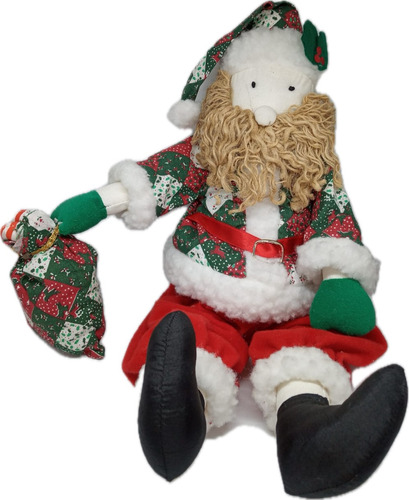 Papa Noel En Peluche 42 X 21 Con Bolsa De Regalos