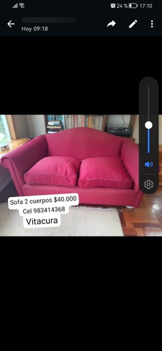 Sofa Usado De Color Rojo 2 Cuerpos, Relleno Plumas 