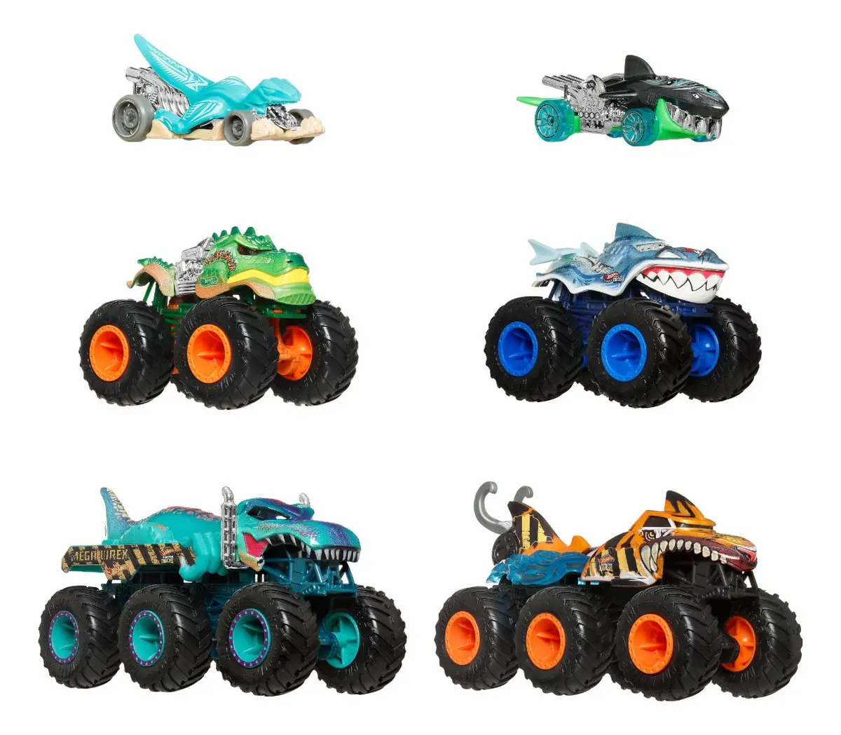 Hot Wheels Monster Trucks Vehículo Shark Vs Dino Multipack Multicolor