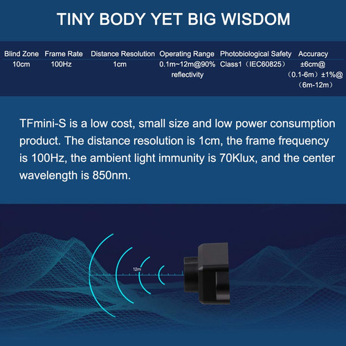 Makerfocus Tfmini-s Módulo Micro Lidar 0.1-12m Lidar Sensor