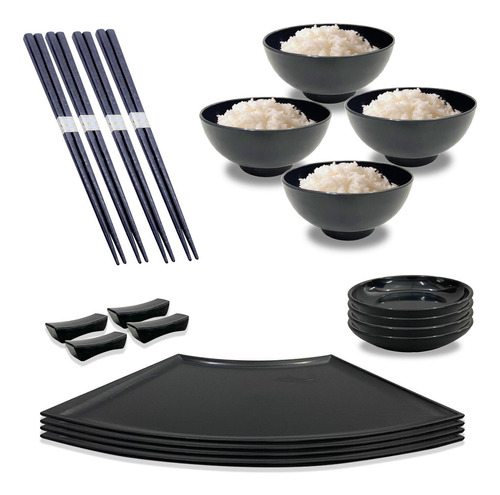 Kit Oriental Japonês Jantar Para 4 Pessoas Servir