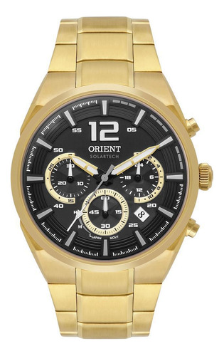 Relógio Orient Masculino Solar Cronógrafo Dourado 4,4cm