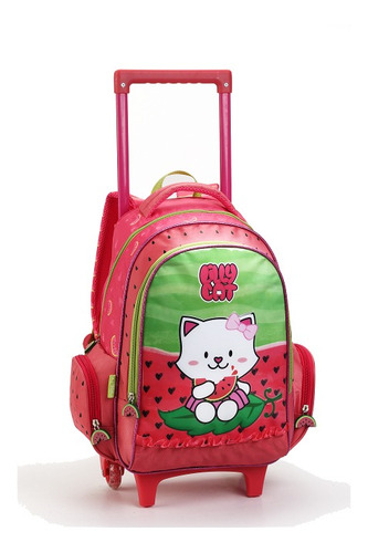Imagem 2 de 4 de Mochila Com Rodas + Lancheira + Estojo Lilly Cat Vermelha