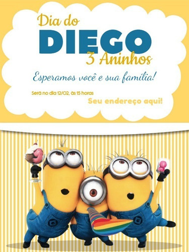 Imagem 2 de 7 de Convite Digital De Aniversário - Minions E Shrek