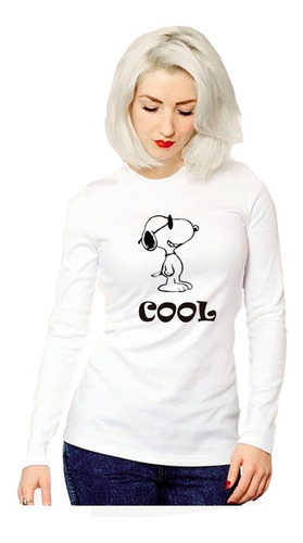 Playera Manga Larga Snoopy Cool Para Mujer