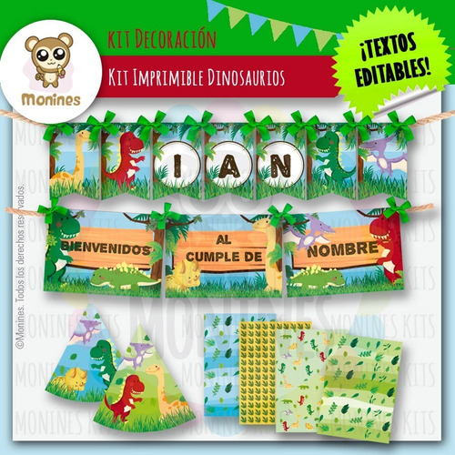 Kit Imprimible Dinosaurios Dinos ¡texto Editable!