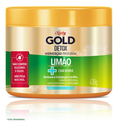 Creme De Tratamento Niely Gold Detox Limão + Chá Verde, 430g