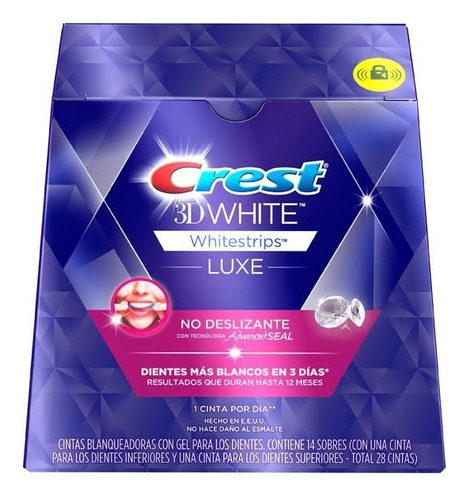 Caja de tiras para blanquear los dientes Crest 3DWhite Whitestrips Luxe de 14 unidades