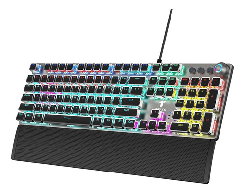 Teclado Mecanico Al 100% Rgb Tecurs | Con Roller Multimedia Teclado Negro Idioma Inglés Us