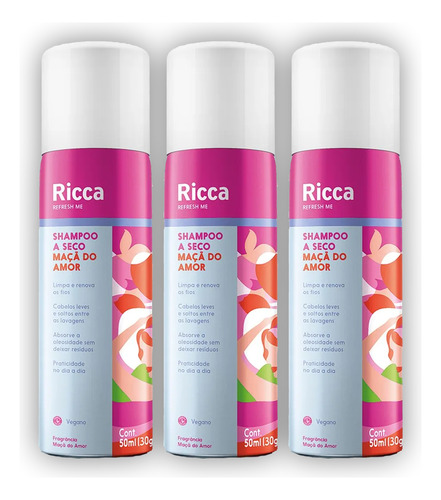 Shampoo A Seco Ricca Maçã Do Amor 50ml 3 Und
